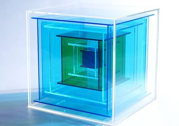 Leroy Lamis, Construction 108, c.1965, coloured Perspex from the Gift to Glasgow exhibition atthe Hunterian. PIC: © Leroy Lamis/VAGA at ARS, NY and DACS, London 2019.