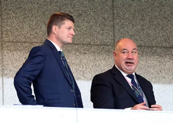 Scottish Rugby chief executive Mark Dodson, right, with chief operating officer Dominic McKay. Picture: David Gibson/Fotosport/Shutterstock