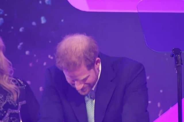 Prince Harry becomes emotional during his speech at the WellChild Awards. Picture: WellChild