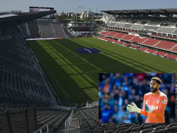 A general view of DC United's Audi Field stadium and, inset, Wes Foderingham