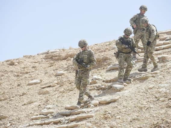 Soldiers from the Black Watch, Royal Regiment of Scotland, at Al Asad base in 2018.