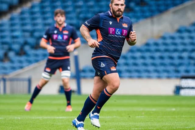 Jamie Bhatti is focused on dislodging Pierre Schoeman as Edinburghs preferred loosehead prop.  Photograph: Ross Parker/SNS