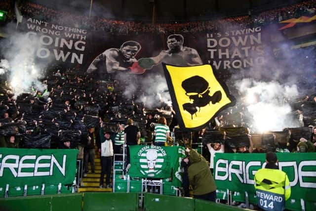 Celtic fans set off flares prior to their Europa League clash with Cluj.