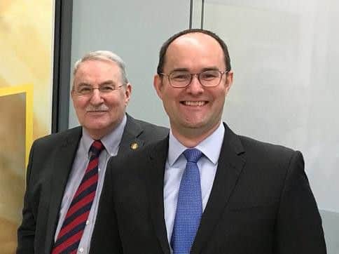 Chairman Ian Murgitroyd (left) with son and CEO Edward. Picture: contributed.