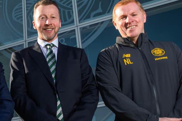 Celtic manager Neil Lennon, right, with the club's new head of football operations Nick Hammond. Picture: Ross Parker/SNS