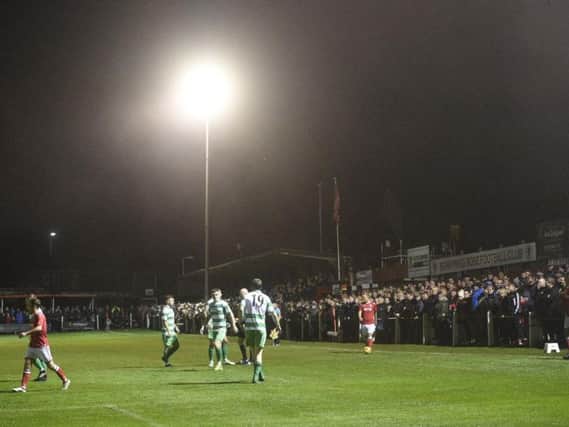 Under the lights at New Dundas Park