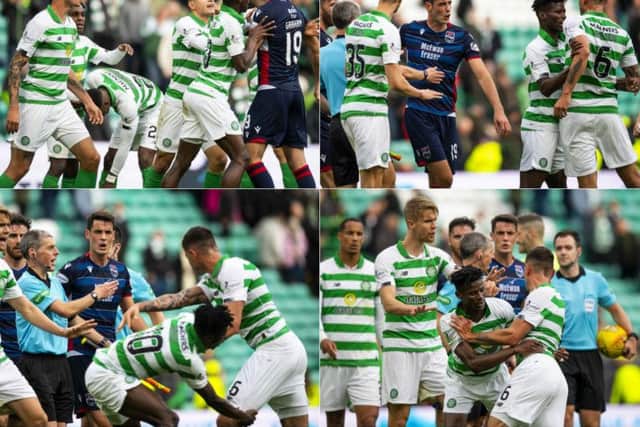 Nir Bitton and Brian Graham clash after the Celtic v Ross County match