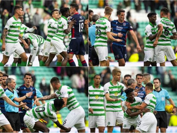 Nir Bitton and Brian Graham clash after the Celtic v Ross County match