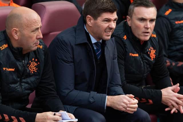 Steven Gerrard looks on as Rangers are held to a 1-1 draw by Hearts