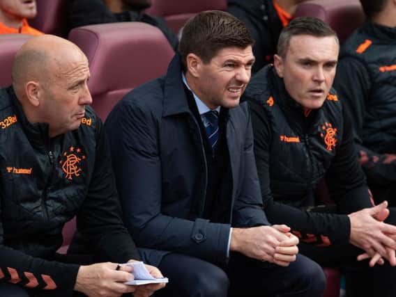Steven Gerrard looks on as Rangers are held to a 1-1 draw by Hearts