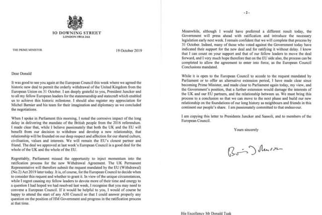 The second Brexit letter signed by Boris Johnson