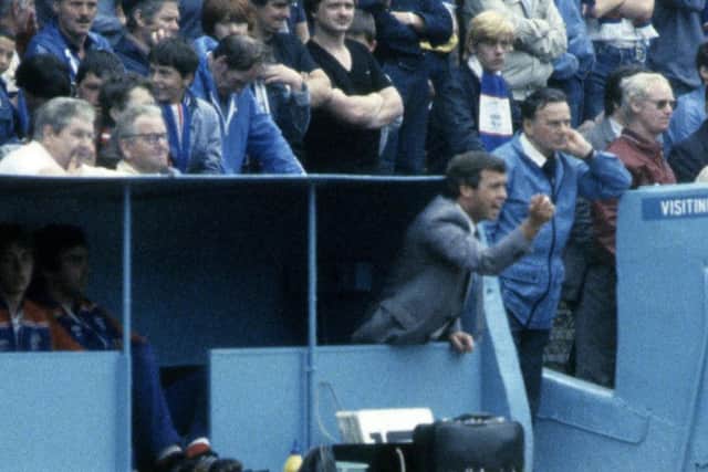 Tommy McLean in the Ibrox dugout.