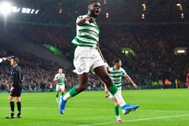 Celtic striker Odsonne Edouard celebrates scoring against Cluj in his side's last Europa League outing.