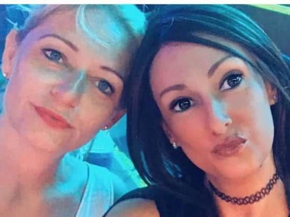 Faye Wilkes (right) 41, was sunbathing by the pool when she felt a sharp nip and she swiped a bug off her left foot.