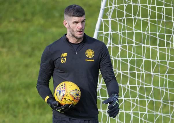 Fraser Forster during a Celtic training session. Picture: Bill Murray/SNS