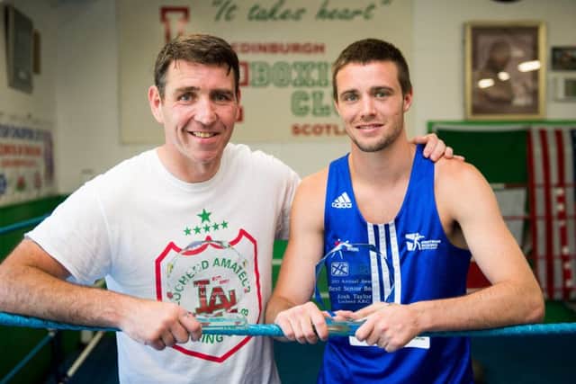 Coach Terry McCormack with Josh Taylor during the boxer's amateur days. Picture:  Ian Georgeson