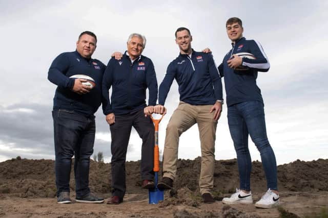 Andy Irvine, Allan Jacobson, Tim Visser and Jack Blain at the groundbreaking ceremony for Edinburgh Rugby's new stadium, at BT Murrayfield. Picture: Gary Hutchison/SNS