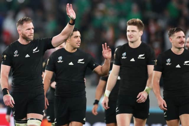 New Zealand players acknowledge the fans after defeating Ireland, which Sean Fitzgerald said was one of their greatest performances of recent times. Picture: Getty.