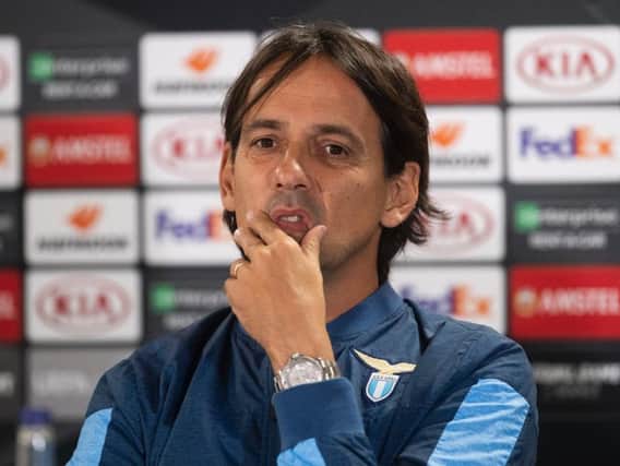 Lazio coach Simone Inzaghi during his press conference at Celtic Park. Picture: Craig Foy/SNS