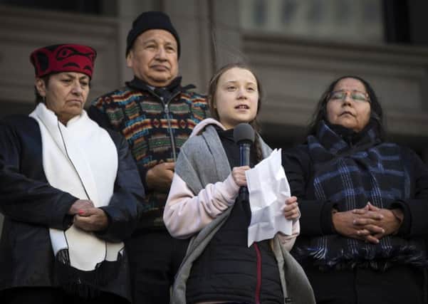 Swedish climate activist, Greta Thunberg, speaks during a climate rally in Vancouver, Canada (Picture: Melissa Renwick/The Canadian Press via AP)