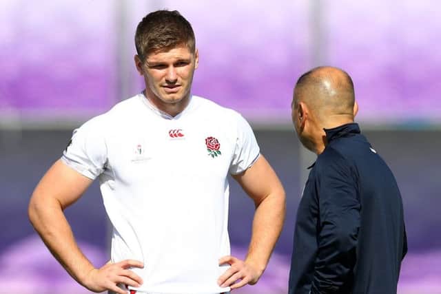 England captain Owen Farrell talks to head coach Eddie Jones (Picture: Michael Steele/Getty Images)