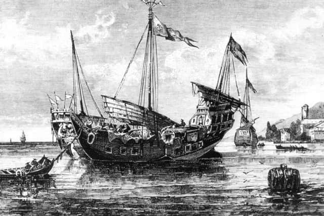 A Chinese junk at Singapore, circa 1800. (Photo by Hulton Archive/Getty Images)