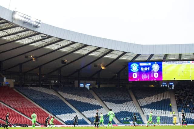 Empty seats at Hampden during the 2017-18 Betfred Cup semi-final between Celtic and Hibernian. Picture: Alan Harvey/SNS