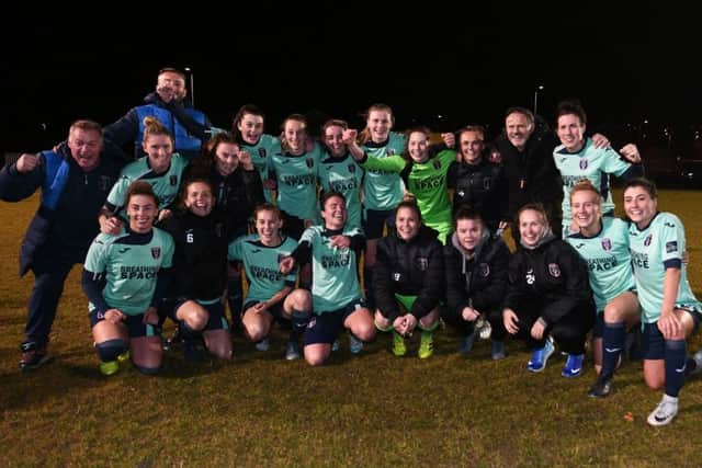 Glasgow City celebrate clinching the Scottish Women's Premier League for the 13th time in a row. Picture: John Devlin