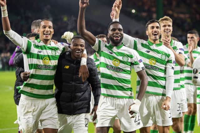 Celtic players celebrate the win over Lazio. Picture: Paul Devlin/SNS