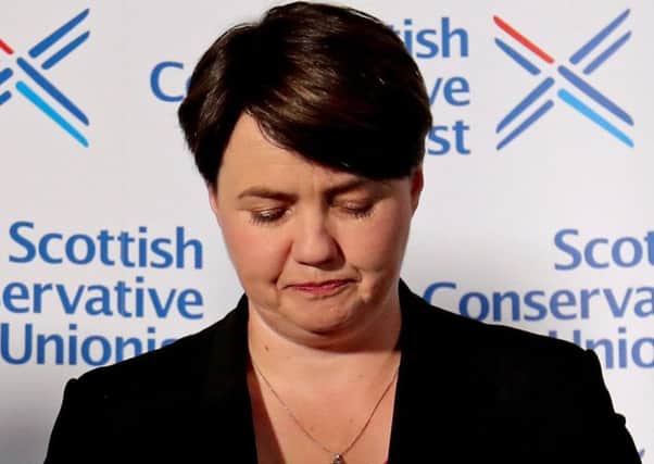 Davidson at a press conference following her resignation as leader of the Scottish Conservatives in August. Photograph: Jane Barlow/PA
