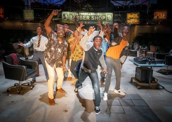 Barber Shop Chronicles 12-strong cast, all male, are exuberant and present the drama brilliantly