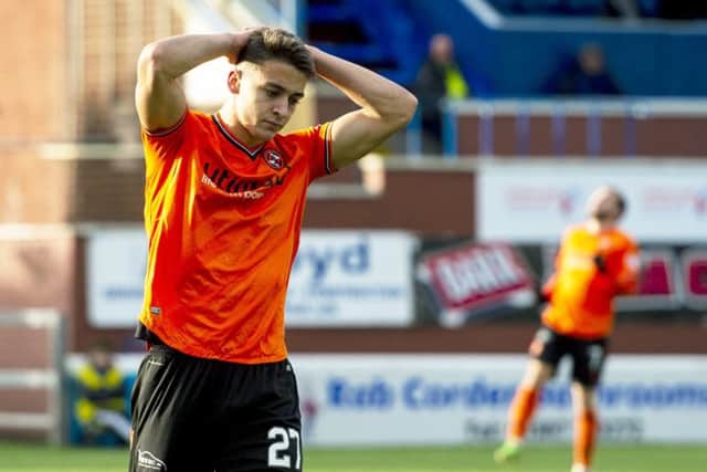 Frustration for Dundee United's Louis Appere during the 4-0 defeat by Queen of the South. Picture: Sammy Turner/SNS
