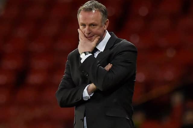 Michael O'Neill managing Northern Ireland against Scotland at Hampden. Picture: Sammy Turner/SNS
