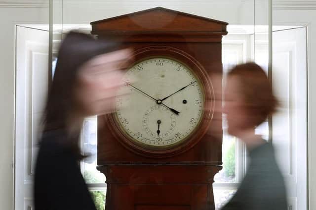 The two-faced 'Politician's Clock' at the City Observatory in Edinburgh. Picture: Andrew Milligan.