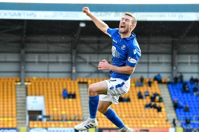 David Wotherspoon celebrates against Hamilton as St Johnstone pick up their first win of the league season. Picture: SNS