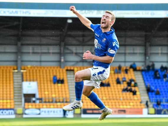 David Wotherspoon celebrates against Hamilton as St Johnstone pick up their first win of the league season. Picture: SNS