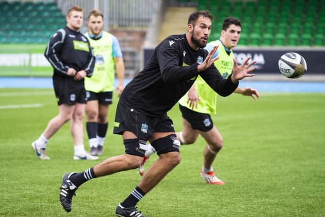 Glasgow's Kiran McDonald had a try disallowed. Picture: Ross MacDonald/SNS