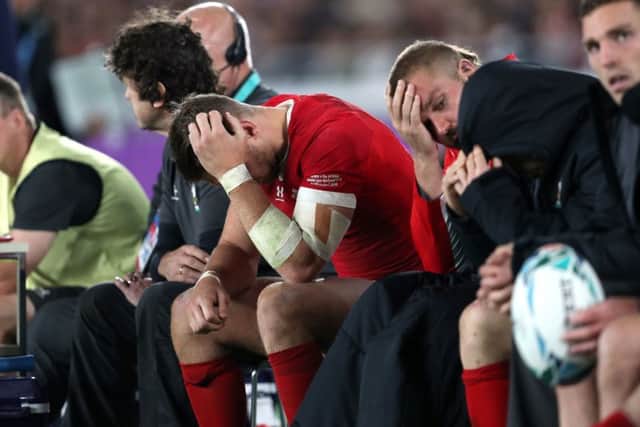 Dejection on the Wales bench during their defeat by South Africa. Picture: PA.