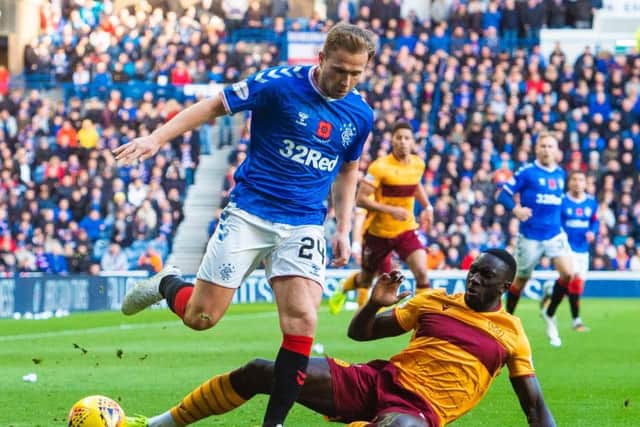 Greg Stewart played against Motherwell with the incorrect spelling on his shirt. Picture: SNS