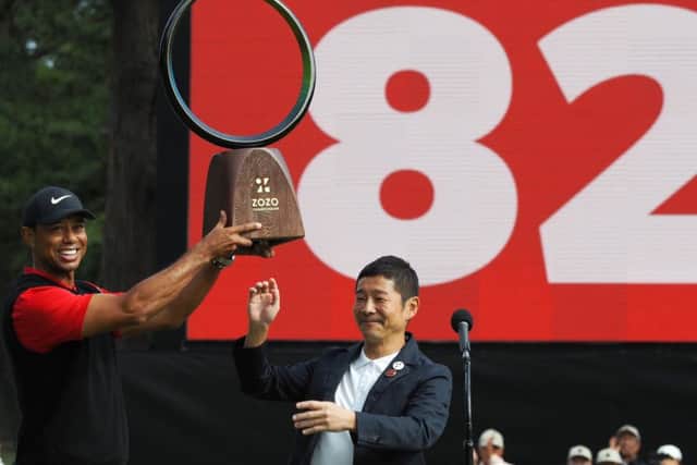 Tiger Woods with the Zozo Championship trophy. Picture: Toshifumi Kitumara/AFP/Getty