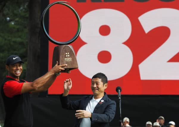 Tiger Woods with the Zozo Championship trophy. Picture: Toshifumi Kitumara/AFP/Getty