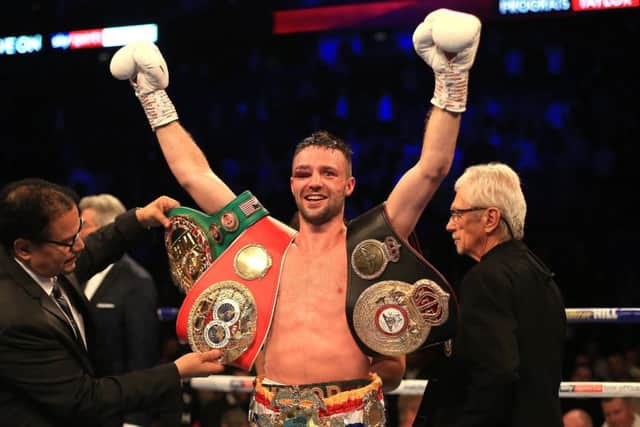 Josh Taylor will 'have a breather' following his thrilling win over Regis Prograis at the O2 Arena in London. Picture: Stephen Pond/Getty Images