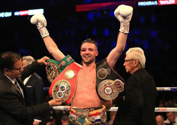 Josh Taylor will 'have a breather' following his thrilling win over Regis Prograis at the O2 Arena in London. Picture: Stephen Pond/Getty Images