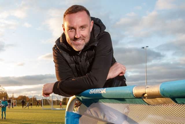 Kris Boyd helped out with coaching kid for Connecting Communities with Ayrshire College. Picture: Steve Welsh