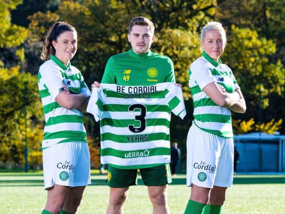 Celtic women players Kelly Clark and Chloe Craig, and men's player James Forrest announce a three year partnership with beCordial hotels