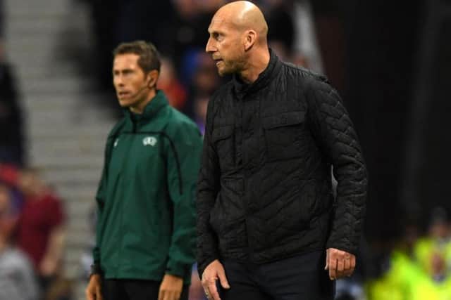 Jaap Stam at Ibrox. The former Man United defender has stepped down as Feyenoord head coach