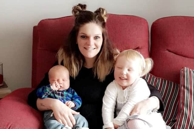 Claire Curtis, 30, had been experiencing headaches and feeling tired for a months before her diagnosis but just put it down to the stress of being a new mum. Picture: SWNS