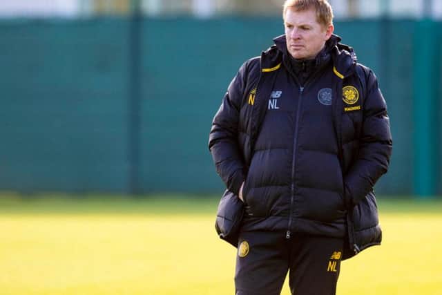 Neil Lennon oversees Celtic training at Lennoxtown