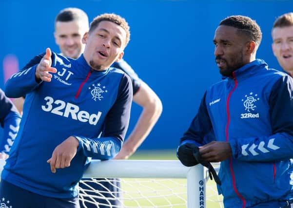 Rangers' James Tavernier, left, is likely to be relieved of penalty duties, with Jermain Defoe a contender to replace him. Picture: Ross Parker/SNS