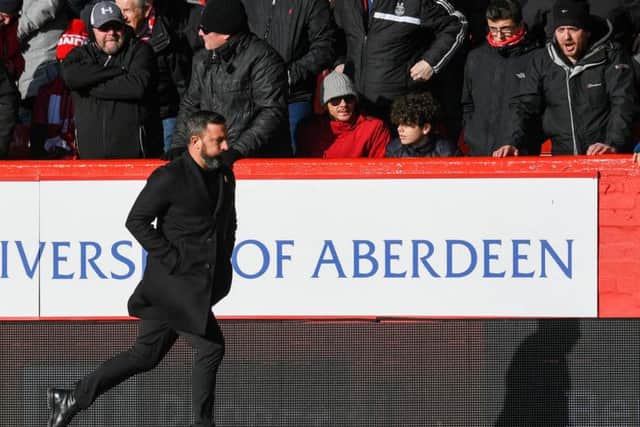 Derek McInnes at half-time of his side's recent 4-0 defeat to Celtic. Picture: SNS